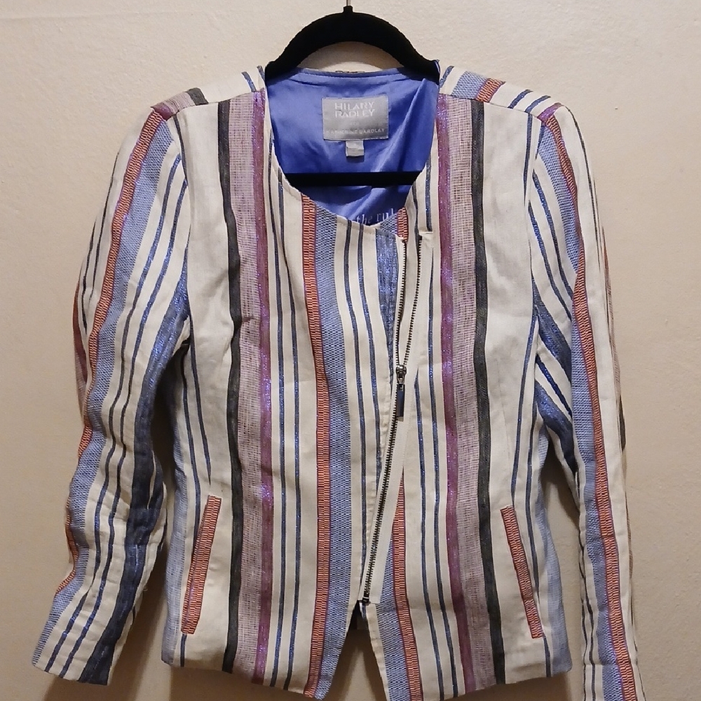 Katherine Barclay Striped Blazer in Blue, Purple, and Red